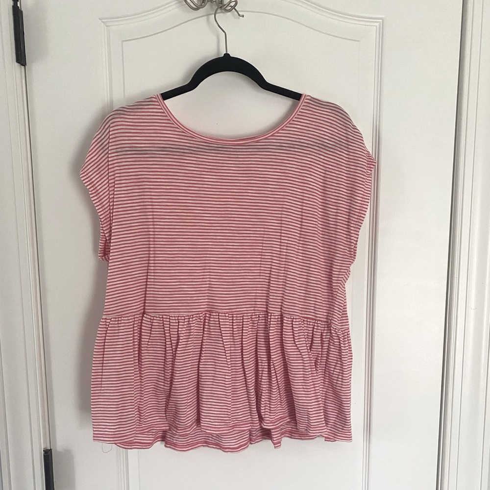 Dolman sleeve striped peplum